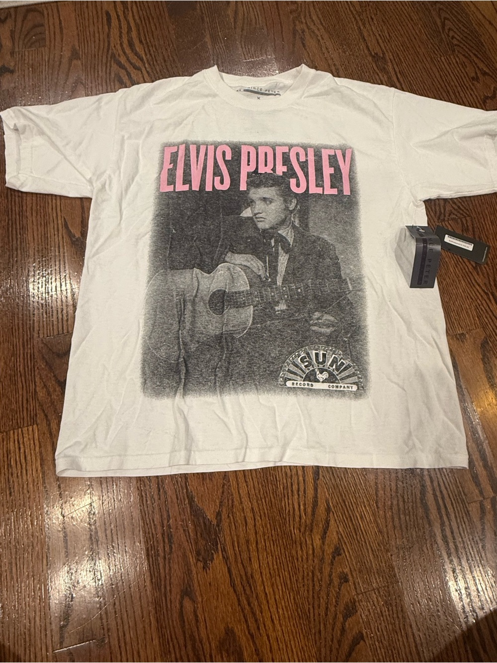 Prince Peter Collection White Elvis Presley Graphic Tee with Pink Logo